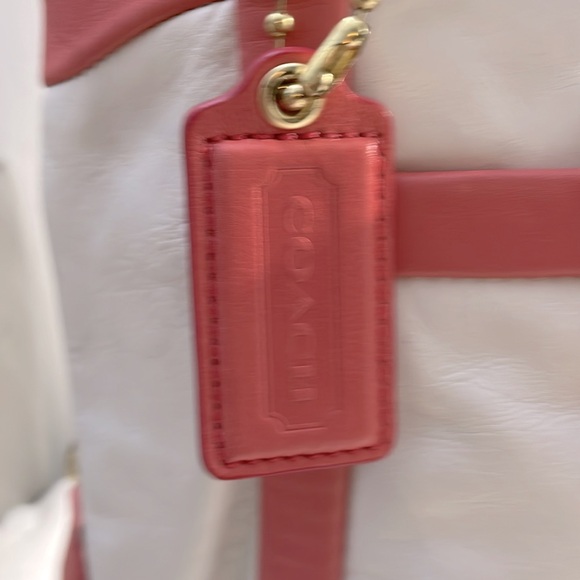 Coach Pink/White  Leather Cricket Satchel #13601 - Picture 14 of 16